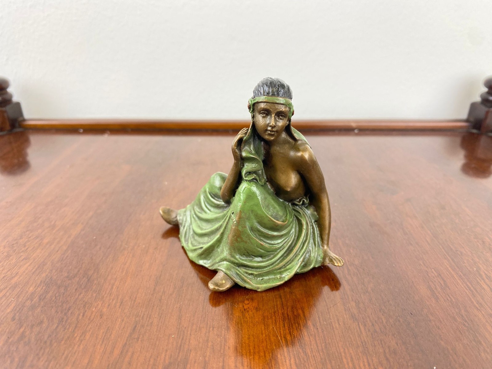 Bronze sculpture semi-naked woman Viennese style after Franz Bergman