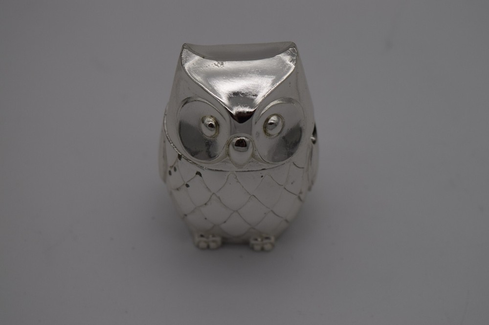 Wm A Rogers Oneida Silverplated Owl Saltcellar Lined , w/Spoon NIB