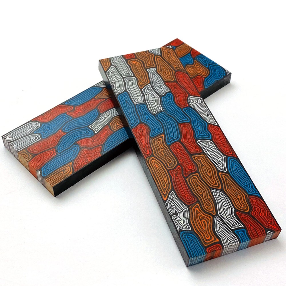 1/2X G10 Damascus Turtle Shell Pattern Knife Material Handle Scale Blanks Supply