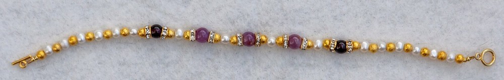 * RUBY BRACELET *  Ruby, Garnet, Pearl & Crystal Handmade Bracelet