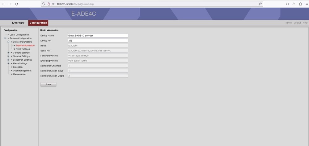Exacq Vision - Digital Video Server E-ADE4C POE/12V