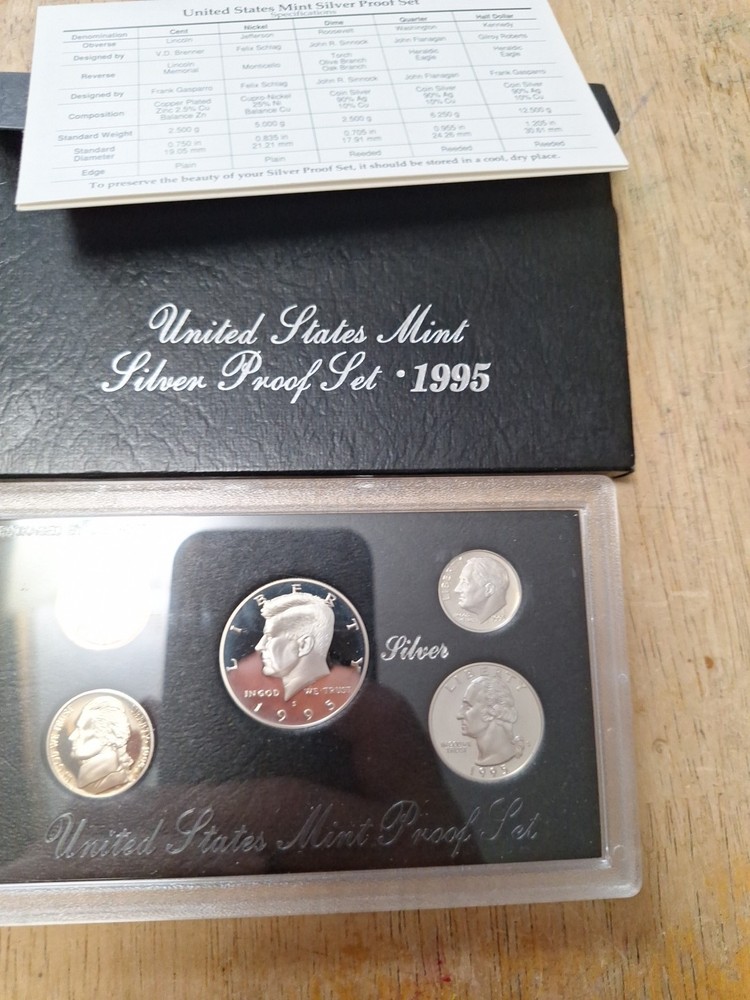 3 US Silver proof sets - 1994, 1995, 1996 w/ Box COA