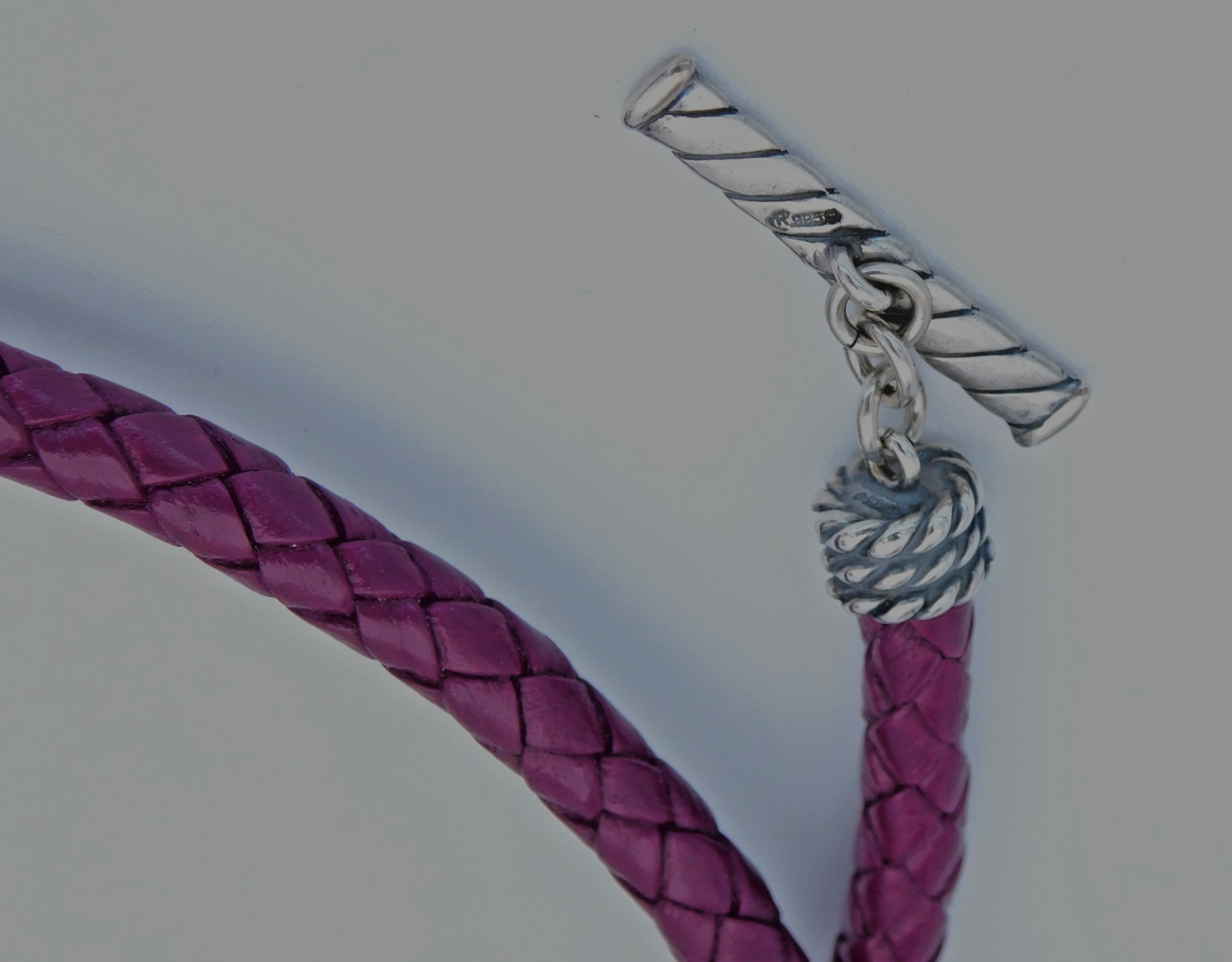 RARE! Carolyn Pollack American West Sterling Toggle Violet Leather Necklace 21"