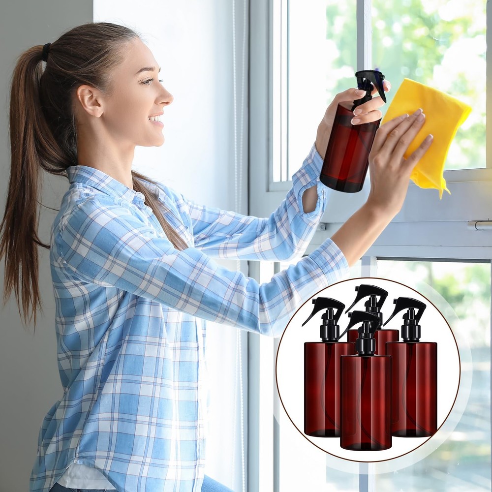 Hsei 20 Pcs 16 oz Amber Spray Bottles Empty Refillable Plastic with...