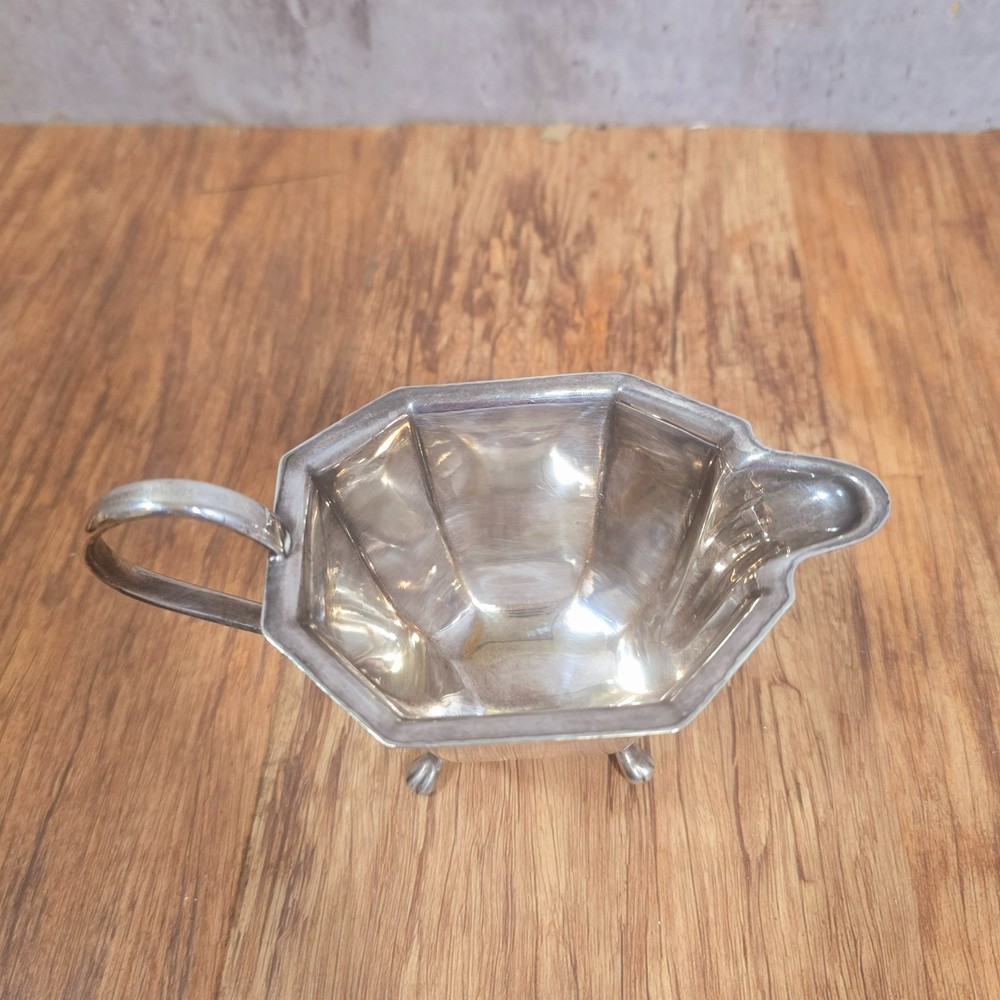 Early Art Deco Three Piece Sheffield Silver Plate Tea Set, Ebonised Handle. Prop