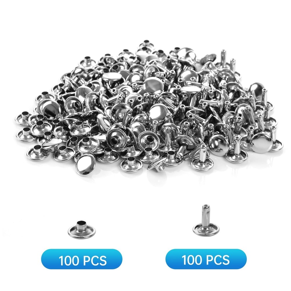 100 Sets Leather Rivets 10x8mm Double Cap Rivets Snaps Metal Studs Fasteners ...