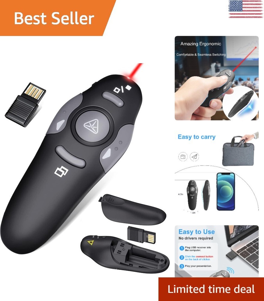 Ergonomic Wireless Presentation Clicker - Compact & Portable - Easy to Use