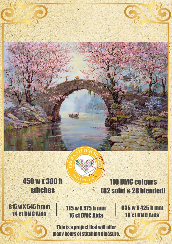 Japan Cherry Blossom 1262 Chart Counted Cross Stitch Pattern