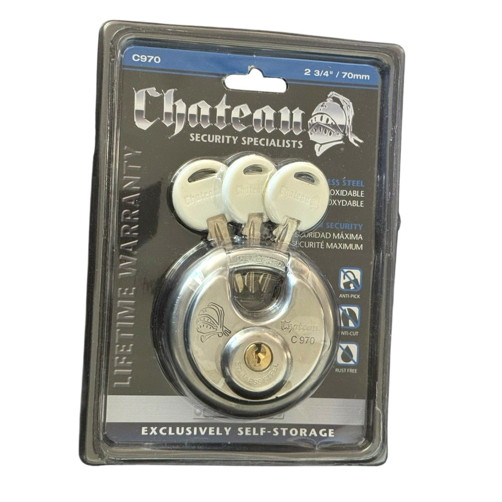 Chateau Maximum Security C-970 Disc Lock with Three Keys 2 3/4" 70mm Sealed