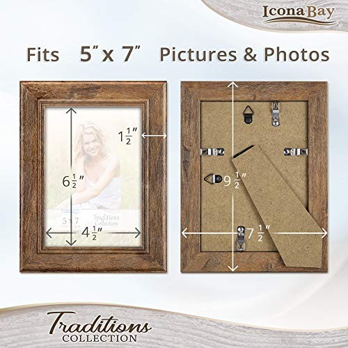 - Chestnut Brown Picture Frame - Rustic Wood Pattern - Lightly 5x7 1