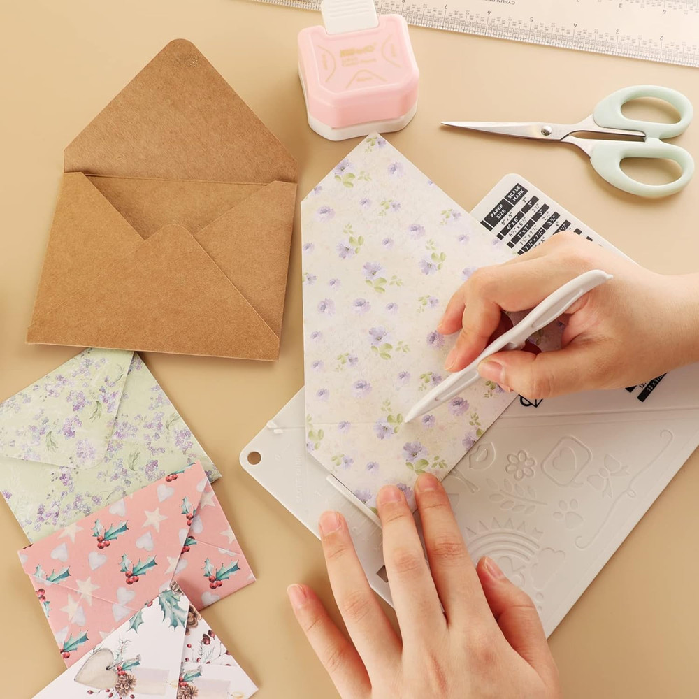 2Pcs Score Board Multi-Purpose Scoring Board Envelope Maker with Bone Folder and