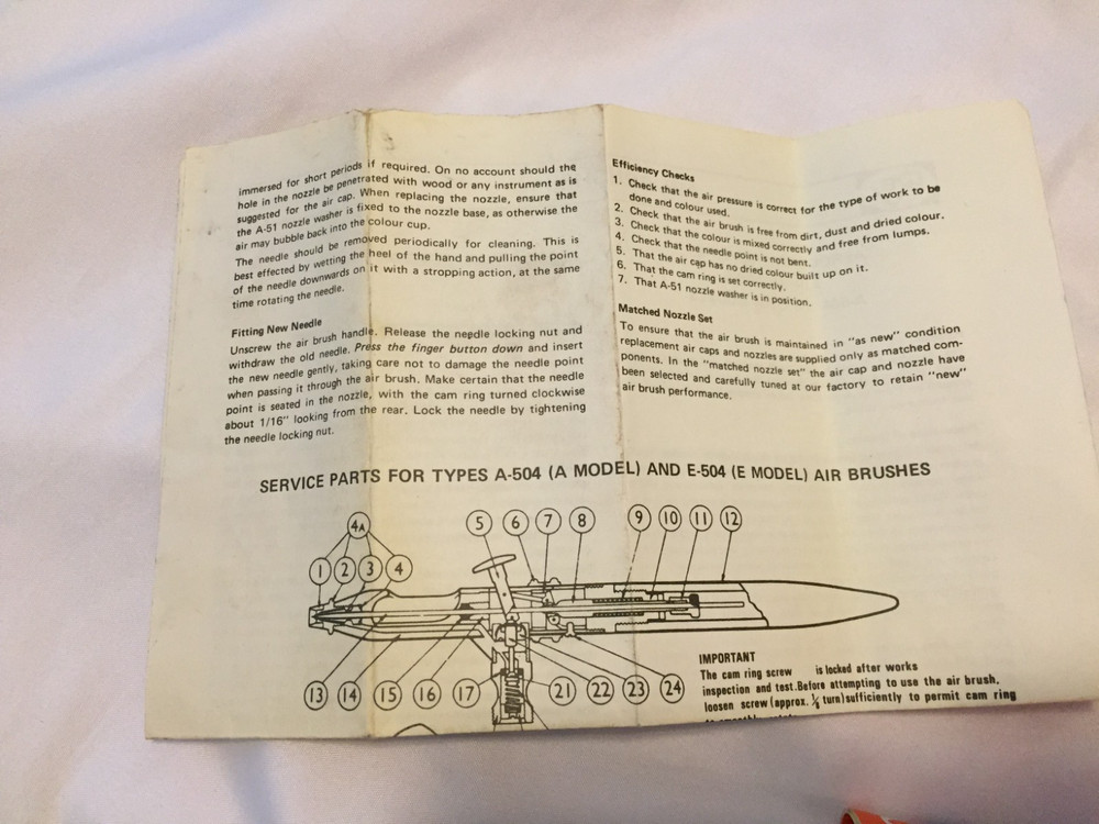 Devilbiss Aerograph Sprite Major Airbrush with Instruction Manual