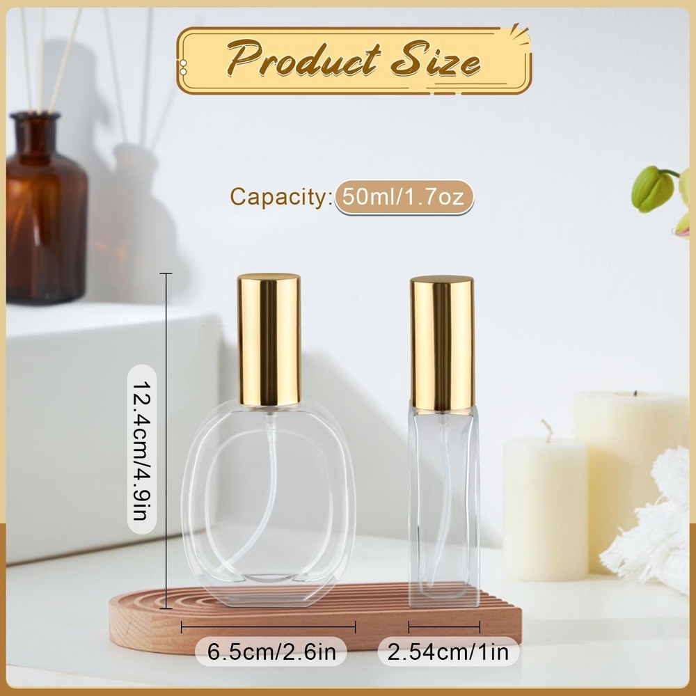6 Pcs 50ml/1.7oz Glass Spray Bottle Clear Empty Perfume Atomizer Refillable Spra