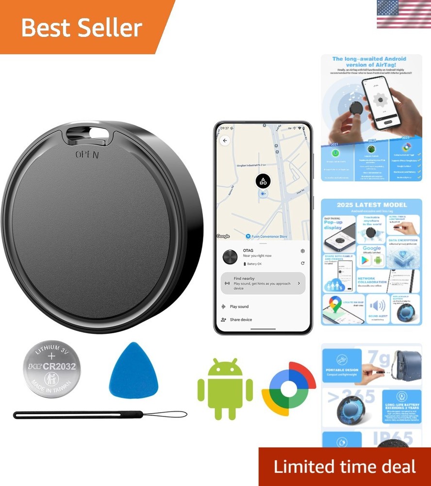 Compact Bluetooth Tracker Tags for Android - Rugged, Waterproof & 2- Battery