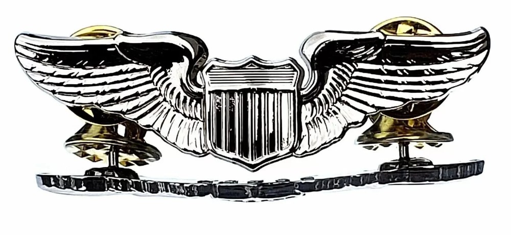 USAF AIR FORCE BASIC PILOT WINGS LAPEL HAT PIN Badge 2" INCHES Silver Plated