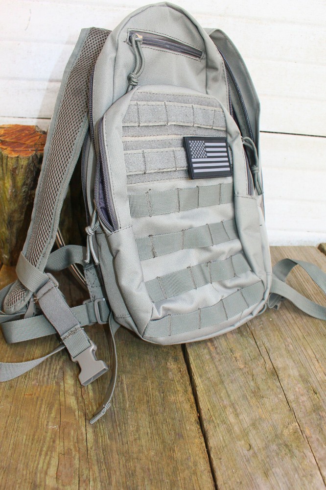 Small Light weight Day Back Pack Hydration backpack Molle Hook Loop Grey OS