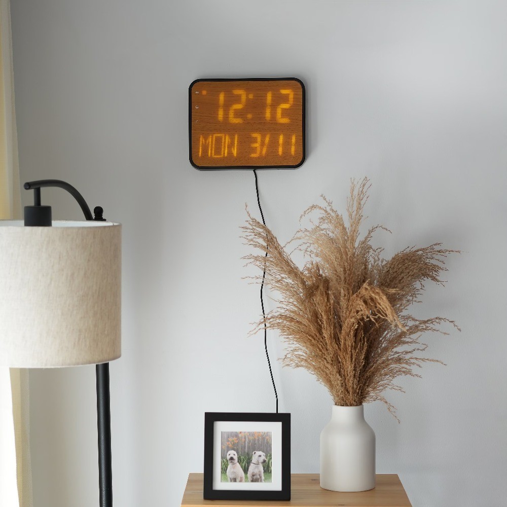 Modern Brown Digital Tabletop Clock with 9.00 Inch Display