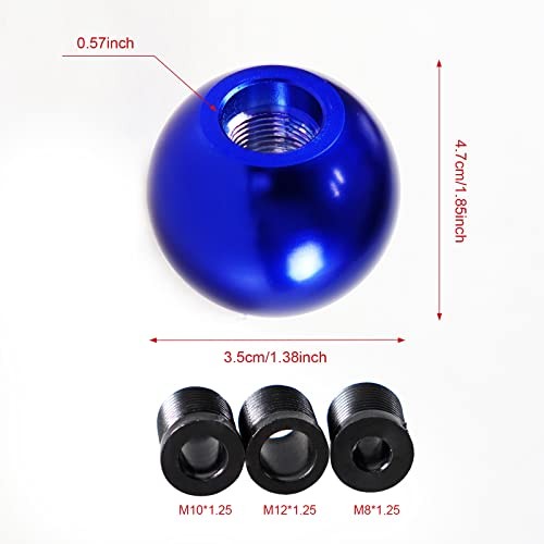 Universal Round Ball Gear Shift Knob,Chrome Finish Aluminum Shifter Knobs Blue