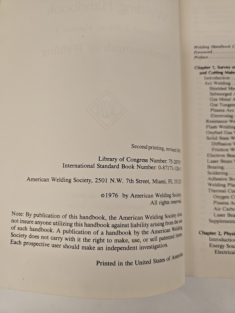 Welding Handbook. Volume One. Seventh Edition 1976
