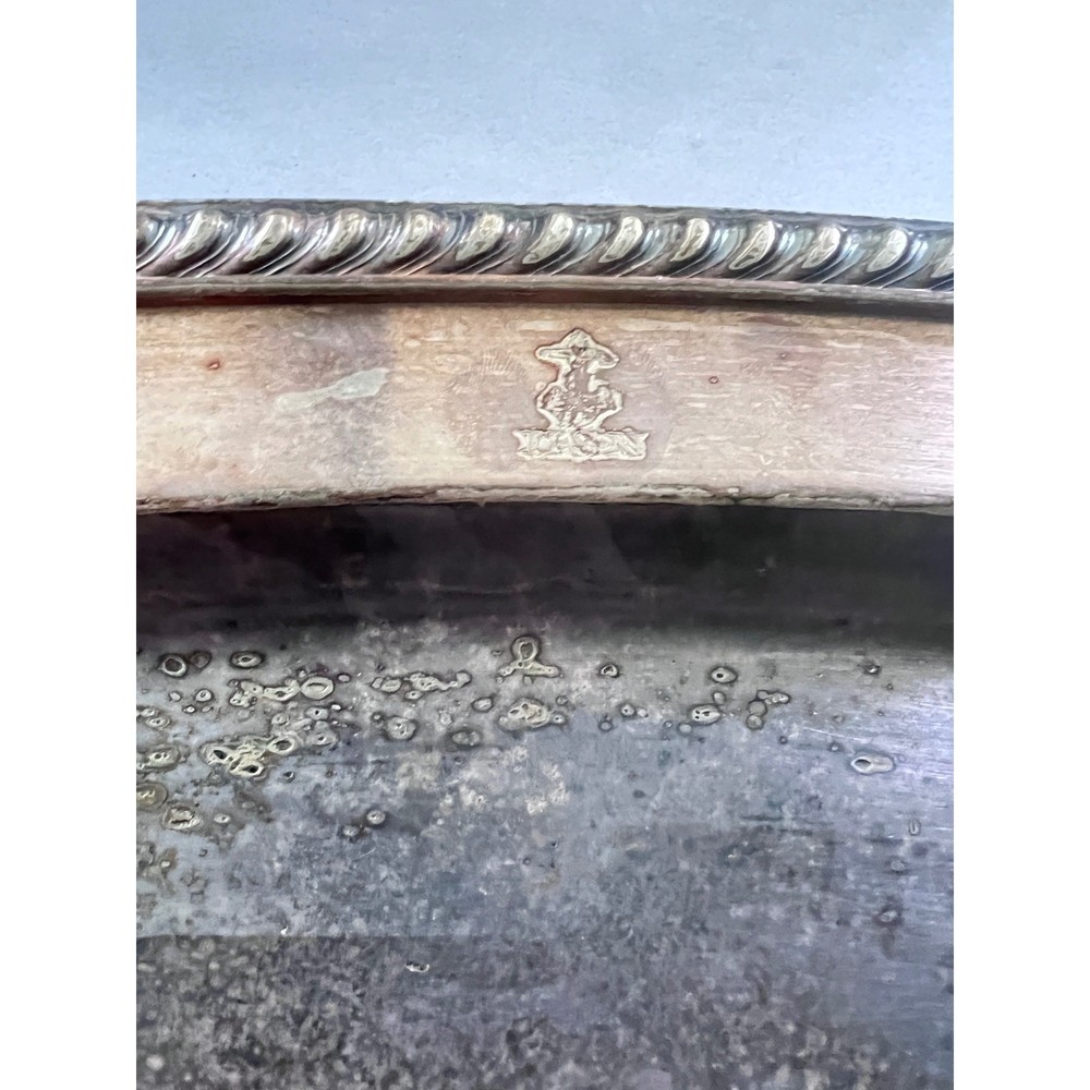 USN Officers' Open Mess Platter by R. Wallace, Silver Soldered, 25" Rope Rim