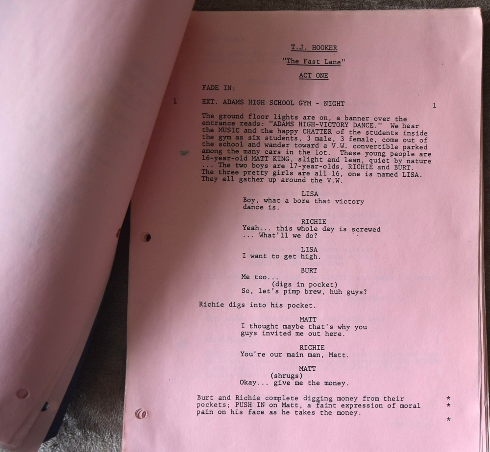 1982 T. J. Hooker "The Fast Lane" Original Final Draft Screenplay Script