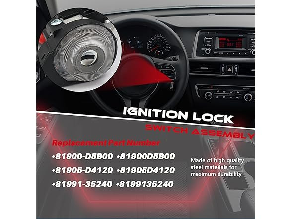 81900-D5B00 Ignition Lock Switch Assembly with Keys For Kia Optima 2016-2020