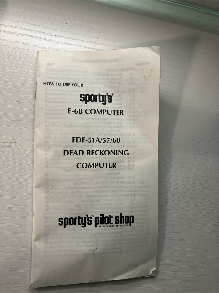 Sportys Pilot shop E-6B Flight computer w Case and Manual