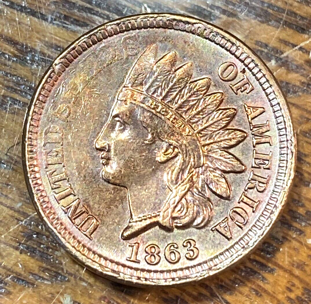1863 Indian Cent Flashy Original AU/Unc. Full Mint Luster CHRC
