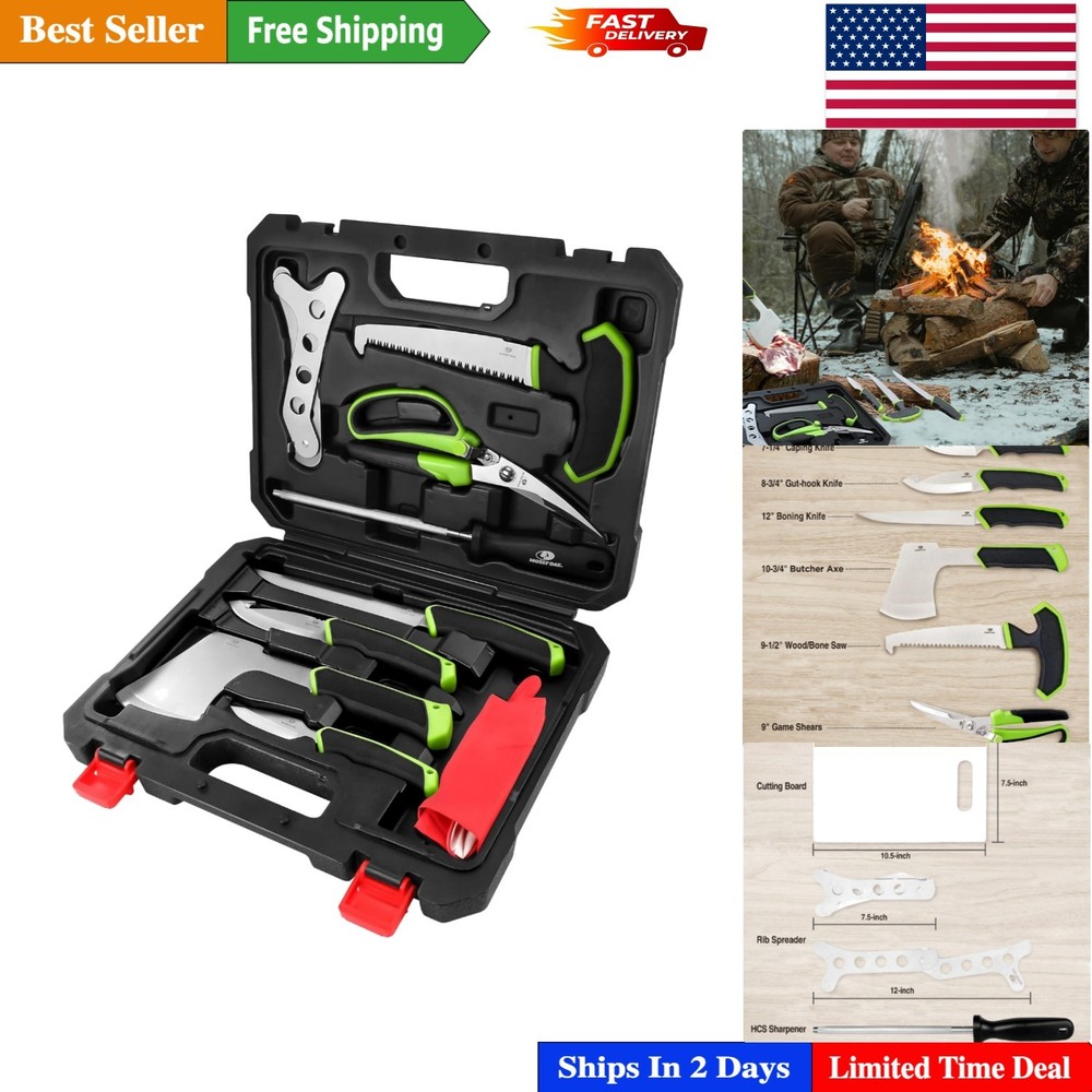 Portable Game Processing Set - 10-Piece Essential Tools for Hunting Adventures
