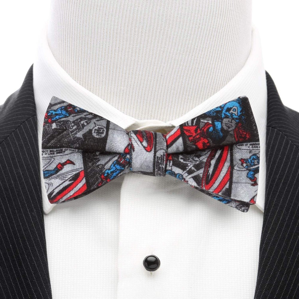 Marvel Captain America Comic Gray Men's Bow Tie