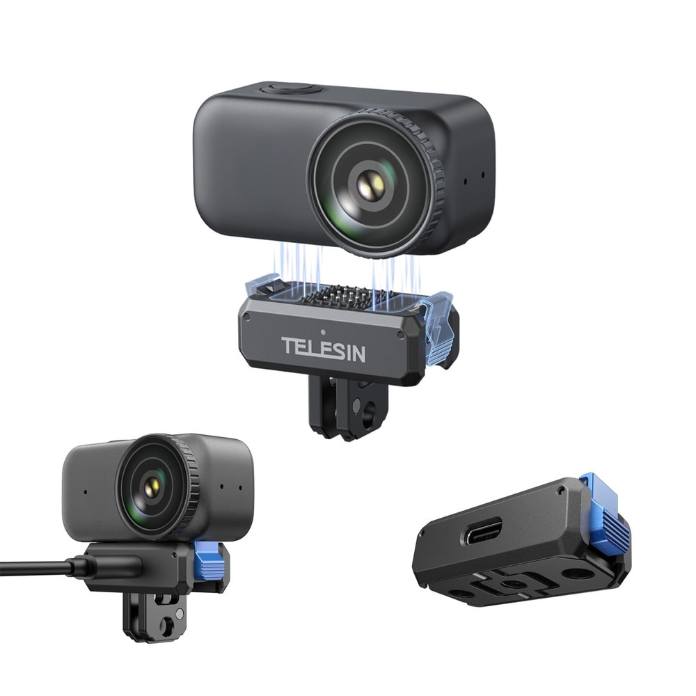 TELESIN Magnetic Quick-Release Charging Adapter Mount for DJI Osmo silver