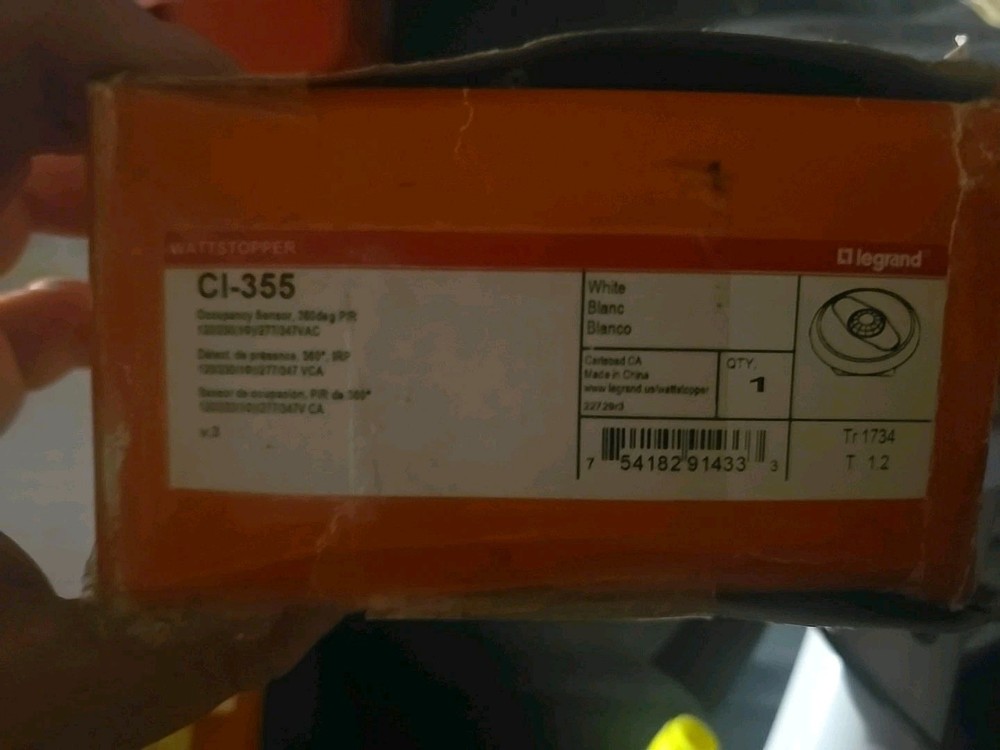 Legrand Wattstopper CI-355 PIR Ceiling Occupancy Sensor 360° White