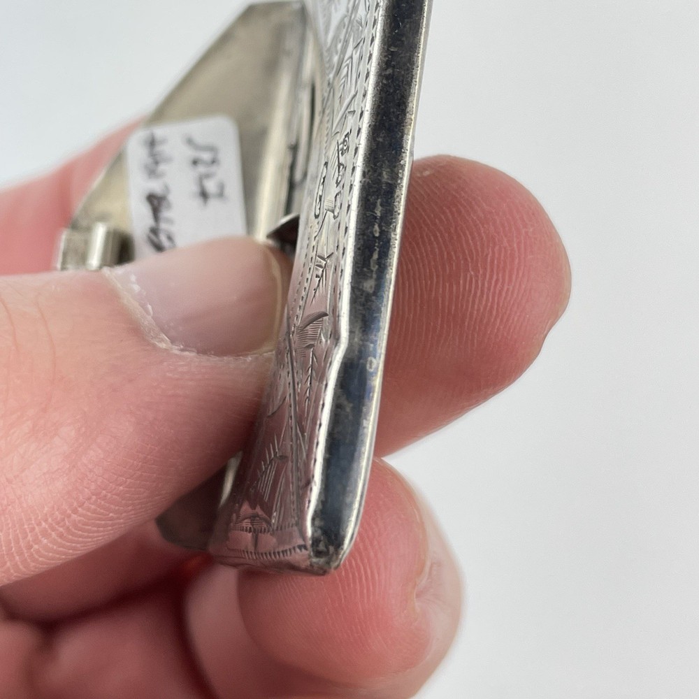 Antique Solid Silver Envelope Double Stamp Case Albert Ernest Jenkins 1914