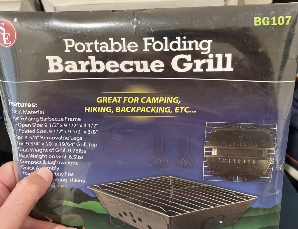 Emergency/Survival: Portable Folding Grill, Lightweight & Flat Fold Design NIP