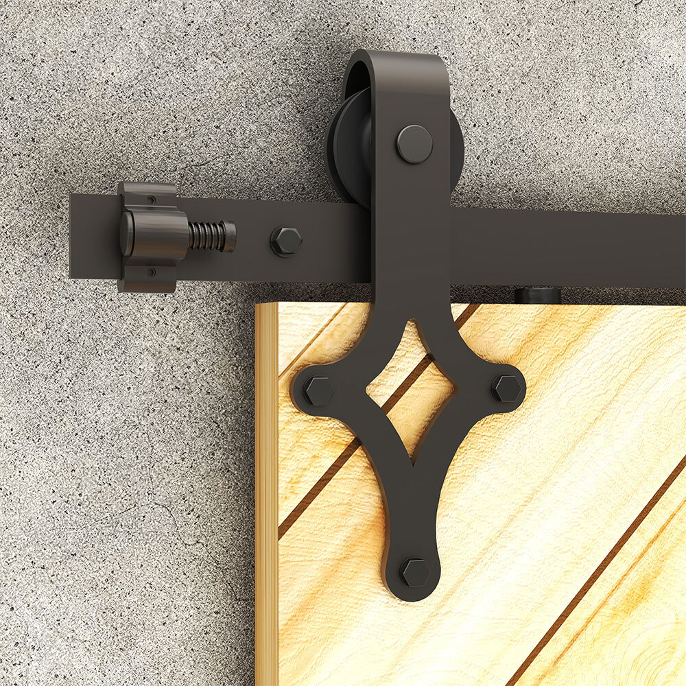 2FT-16FT Sliding Barn Door Hardware Kit Rhombus Roller for Single/Double Door