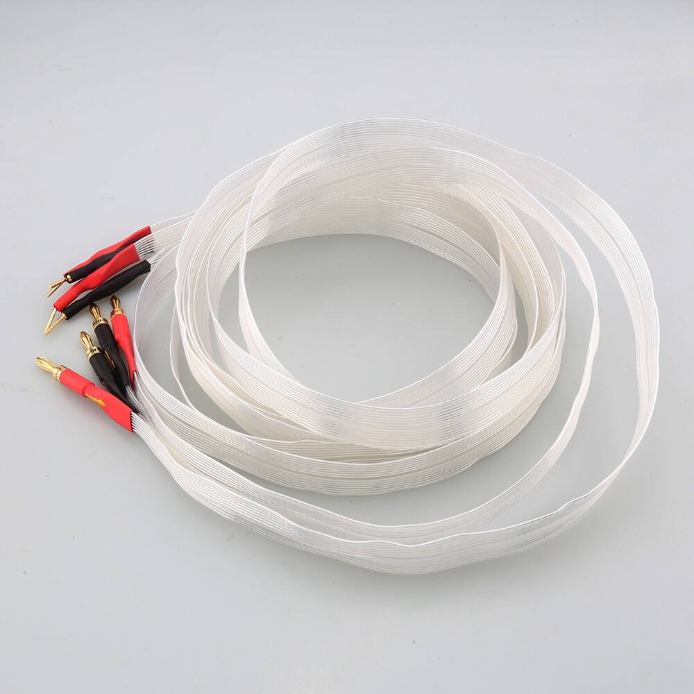 ribbon audio speaker cable OCC silver plated Loudspeaker Cable Gold Plated Plug