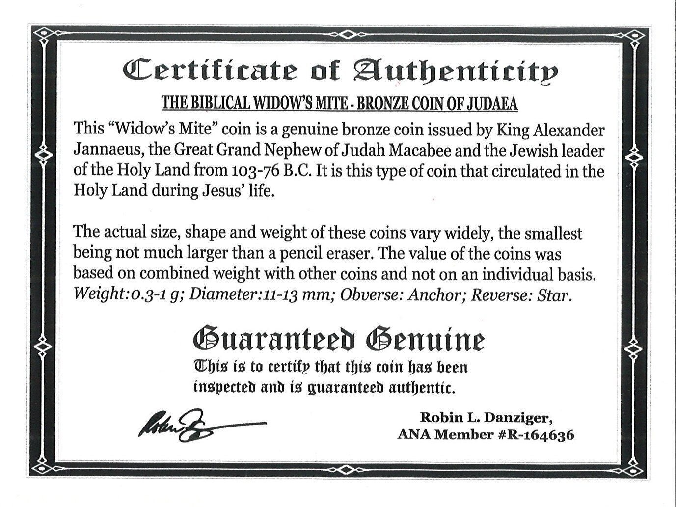 Widows Mite NGC Certified * High Grade * Judean Prutah 103-76 BC w/ BOX and COA