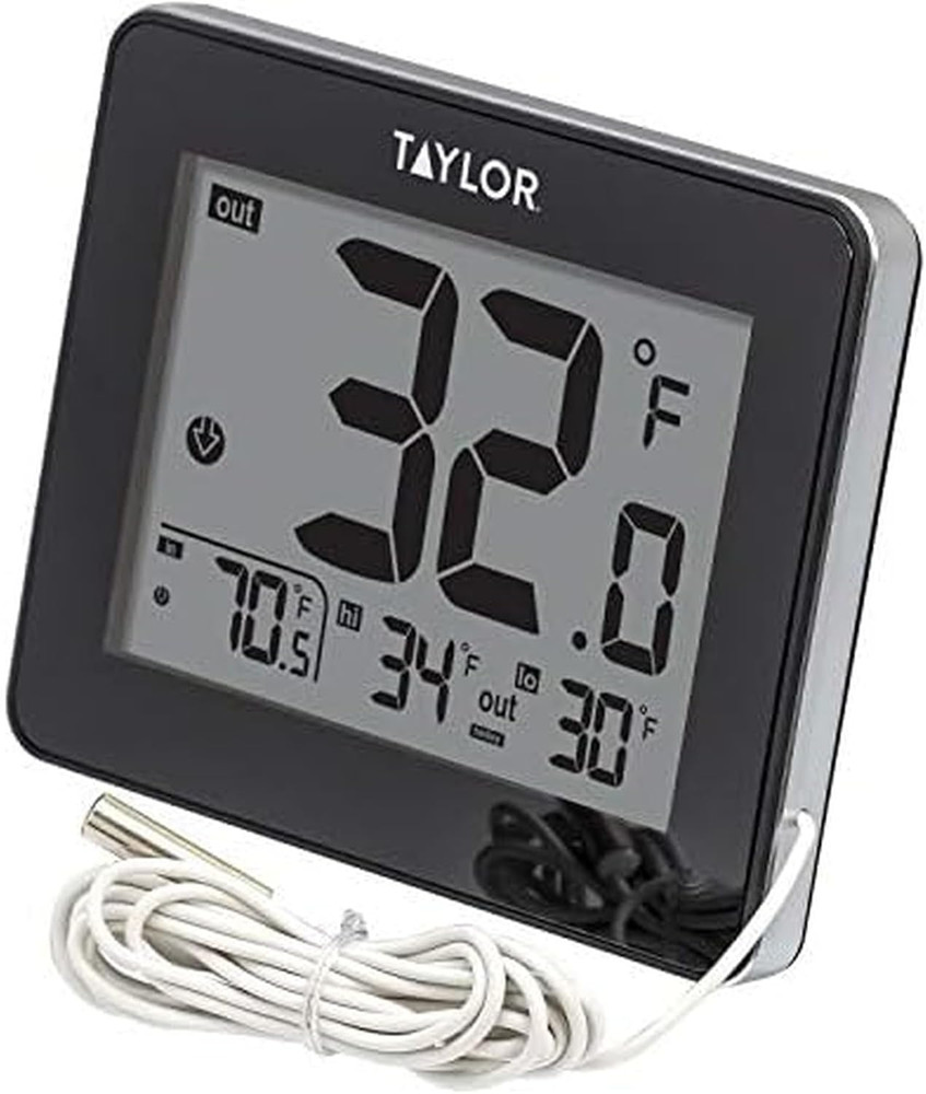 Wired Digital Indoor Outdoor Thermometer with LED Display, Wired Probe Sensor fo