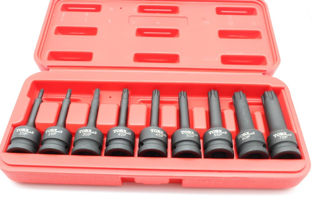 TMAX 9pc Torx Plus IP 3"L 6 Point Black Impact Bit Socket Set 1/2" Square Drive