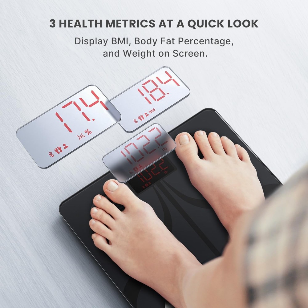 Smart Scale for Body Weight, Type-C Rechargeable Digital Bathroom Scale, Elec...