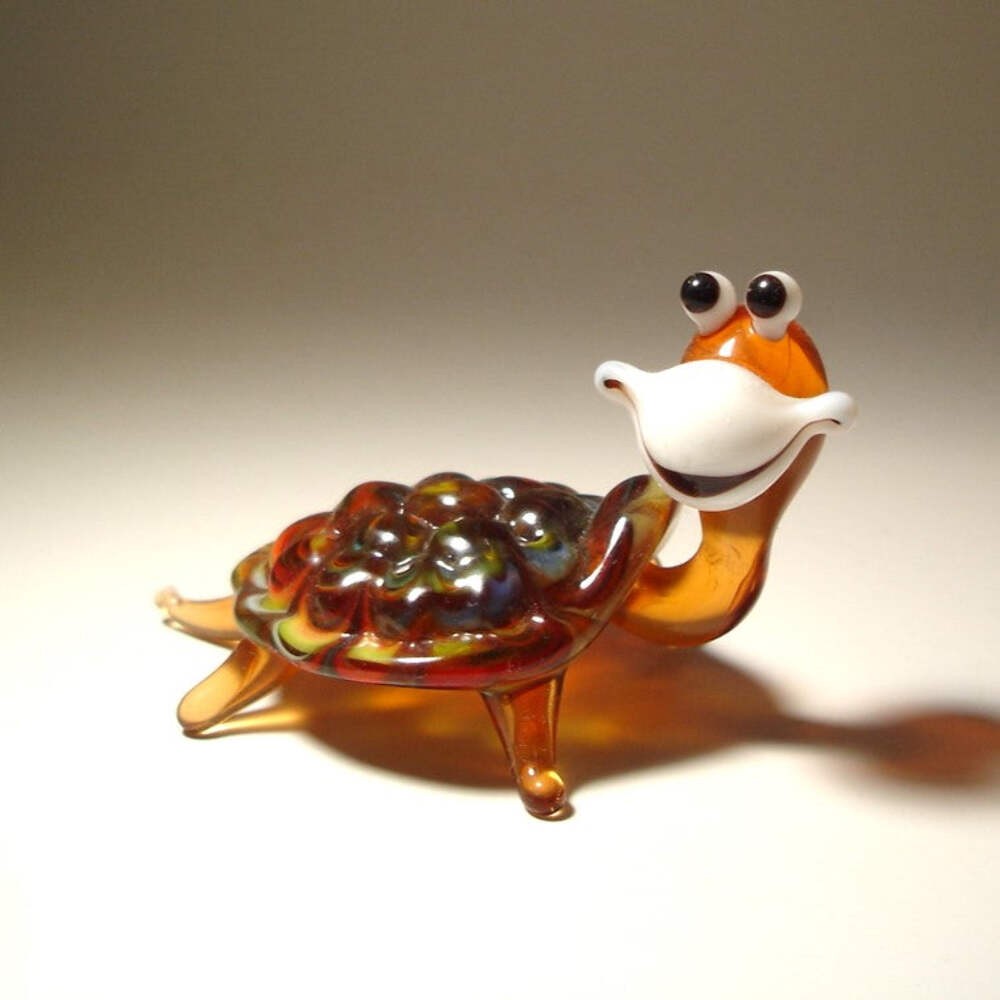 Glass Happy Turtle Tortoise Figurine