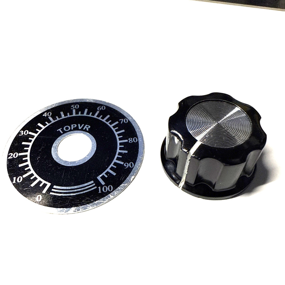 one black  knob OD = 27 mm for 6 mm shaft 0.25 inch+ chrome inlay + DIAL