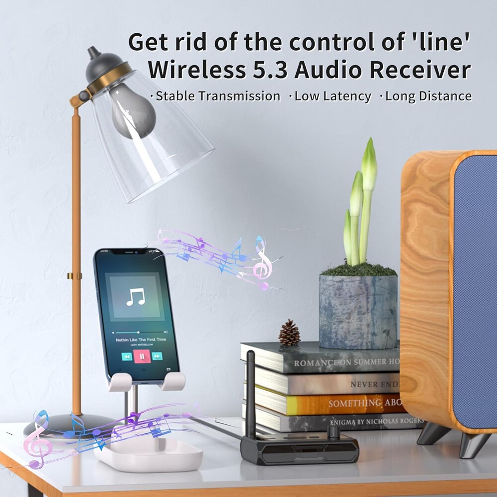Bluetooth 5.3 Transmitter Receiver Long Range For TV Home Stereo Audio Adapter