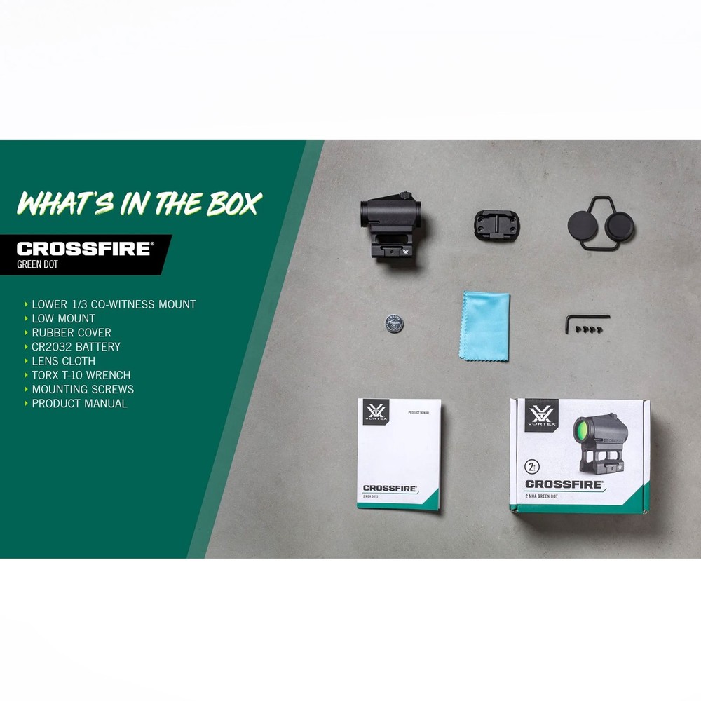 VORTEX Crossfire 2 MOA Green Dot Black Sight (CF-GD2)