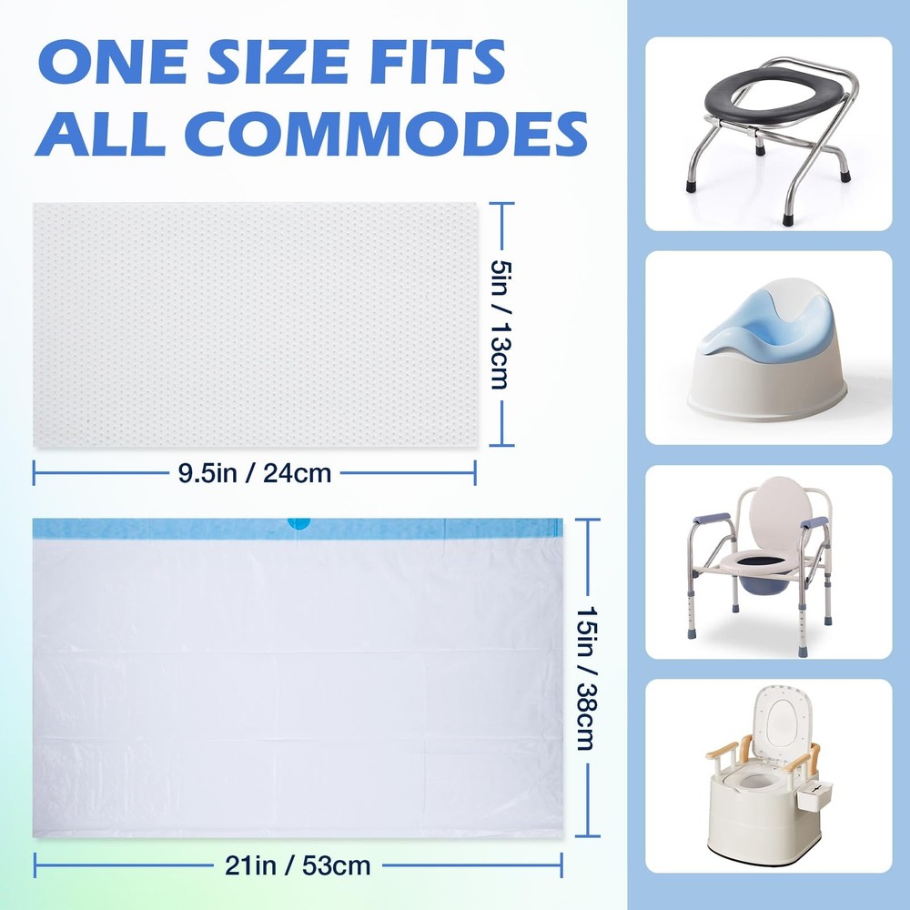 150 Pack Commode Liners with Absorbent Padsï¼Œ150 Disposable Commode Bags and 1