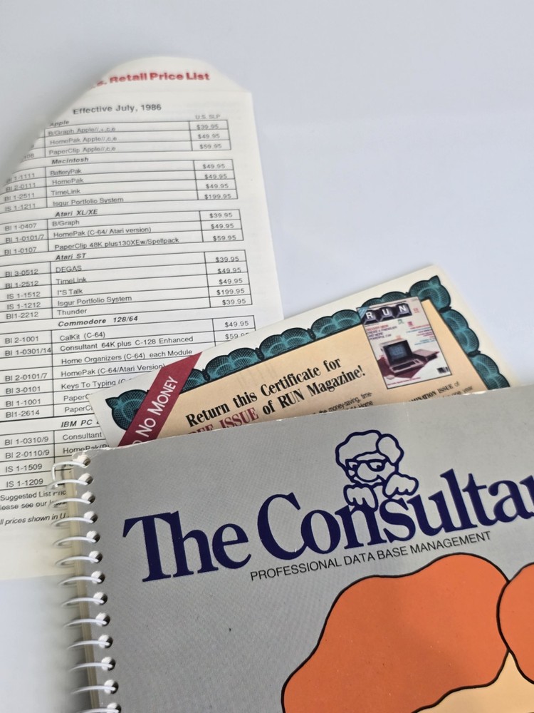 The Consultant Database Data Base Management program for Commodore 64