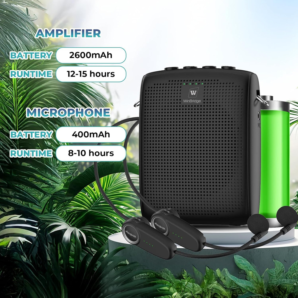 Portable Mini Wireless Voice Amplifier with Bluetooth Mic for Teachers