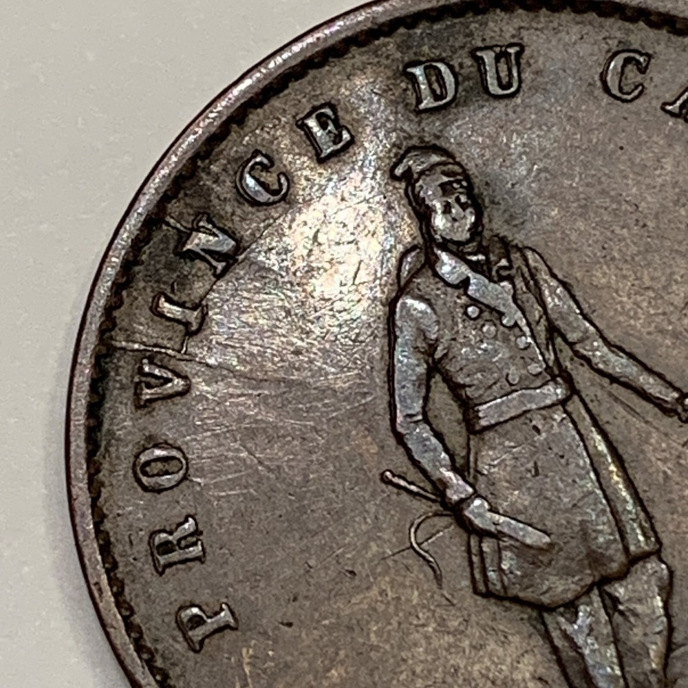 1852 Canada Half Penny Bank Token Double Die Obverse Error