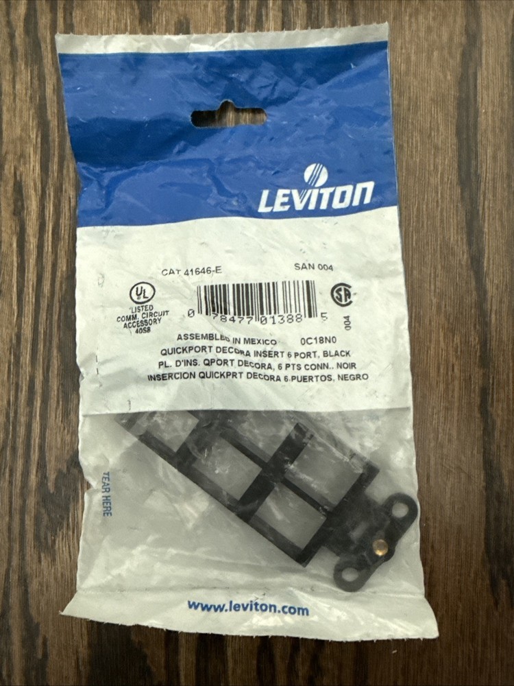 Leviton 41646-E QuickPort Decora Insert 6-Port, Black