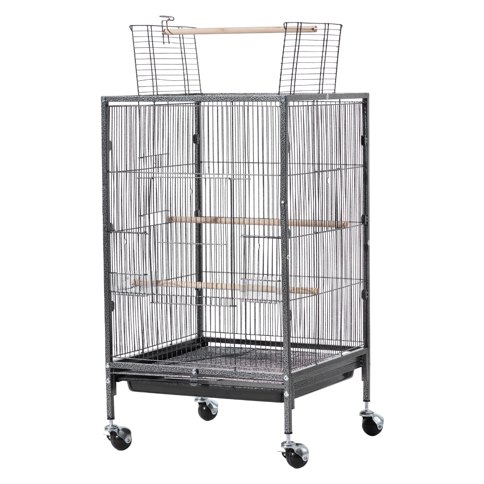 Uimoso Bird Cage with Open Flat Top, 18 x 18 x 30 inch, Wrought Iron Design